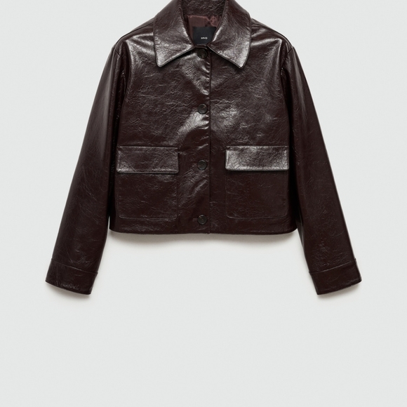 Mango Deep Brown Leather Jacket - Picture 1 of 3